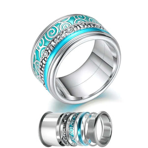 Interchangeable stainless steel women's turquoise spinner ring 