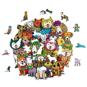 Jigsaw puzzle dog lovers round
