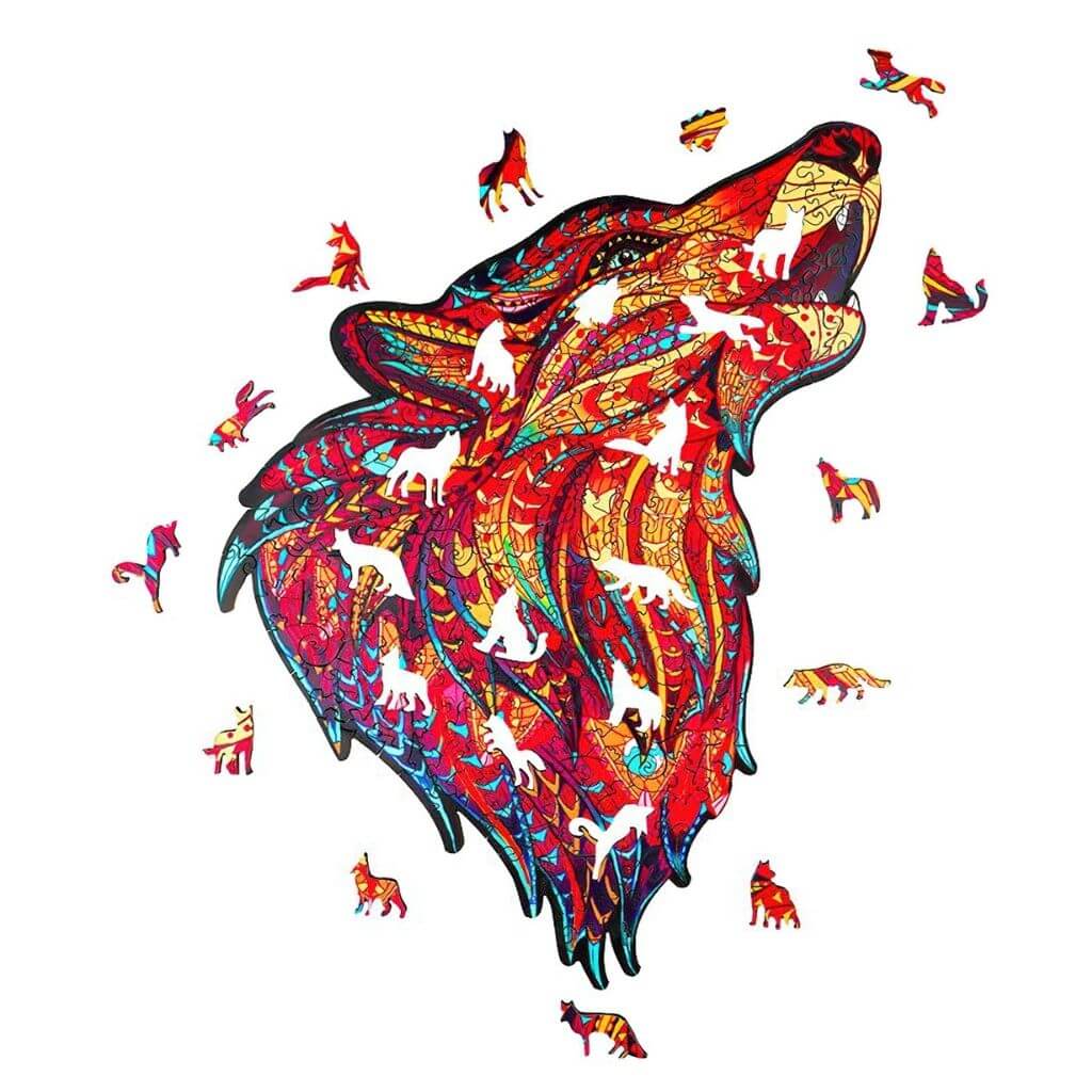 Wooden jigsaw puzzles wolf