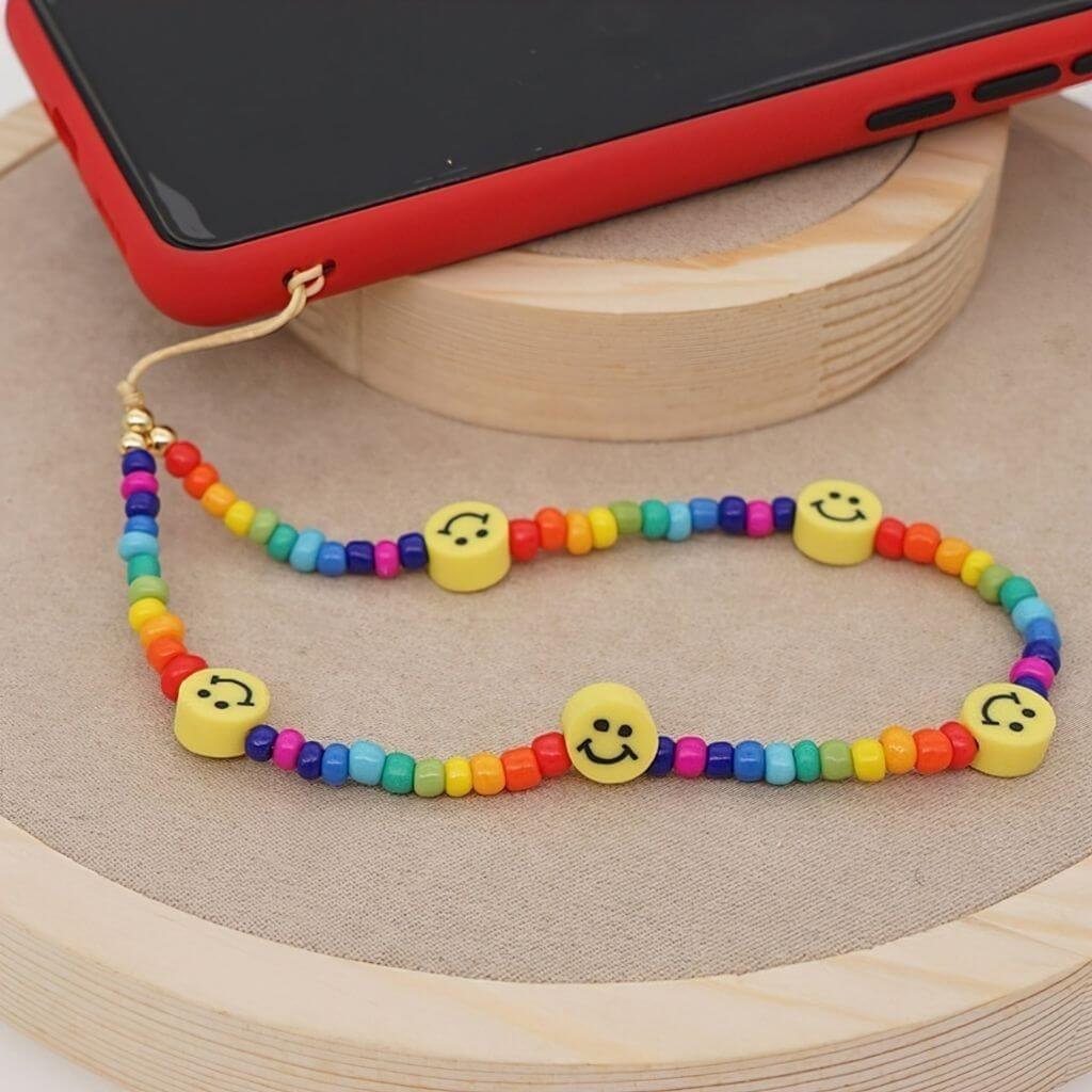 Lanyard with beads for phone rainbow