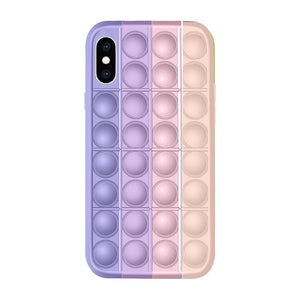 Pop it fidget toy phone case for iPhone in mauve lilac pink cream 