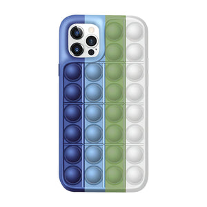 Pop it phone case iPhone in dark blue, blue, green and white