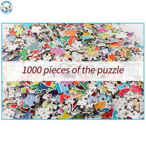 Pile of pieces of puzzles for adults