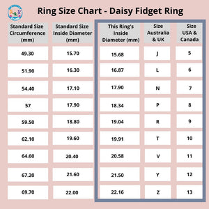 Stainless steel flowers women fidget ring size chart