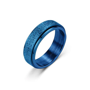 Blue stainless steel sparkly fidget ring Australia on white background