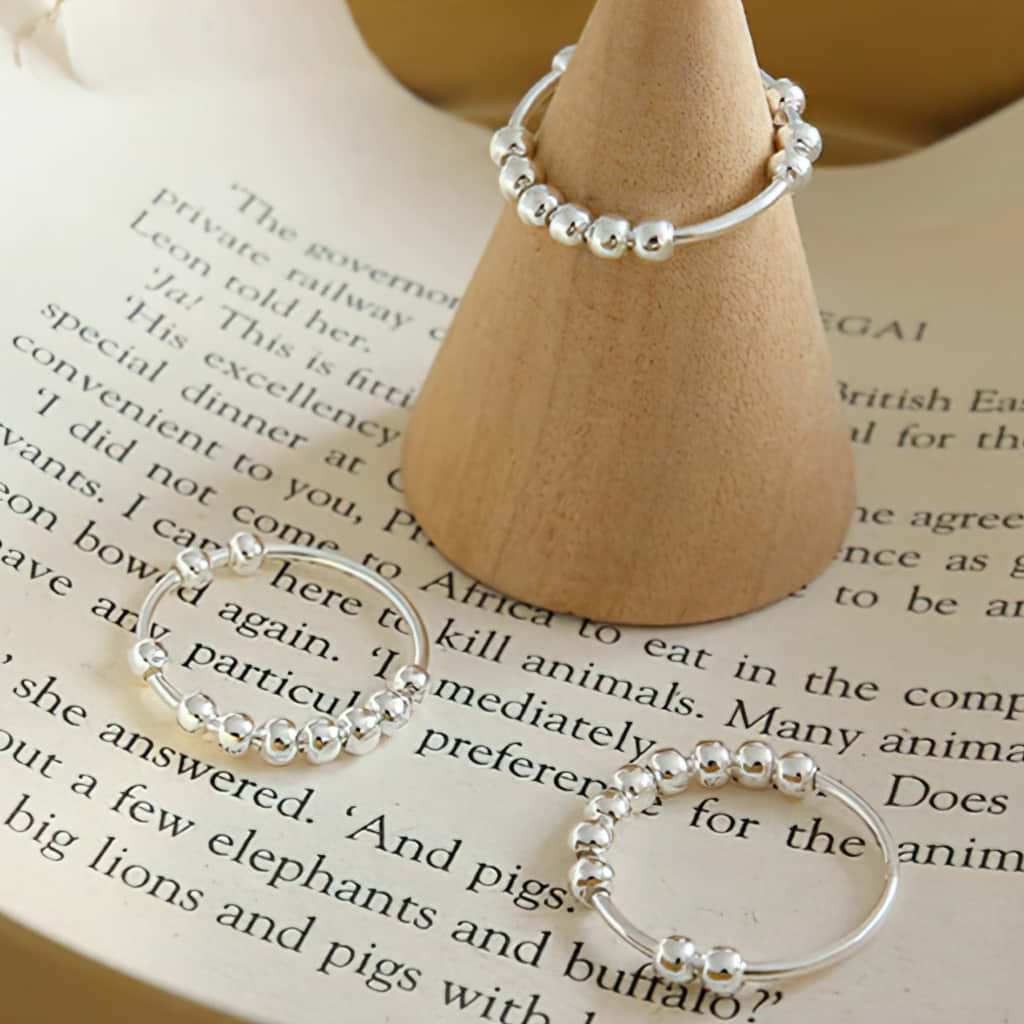 Sterling silver bead fidget rings
