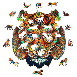 Tiger jigsaw puzzle with animal shaped pieces
