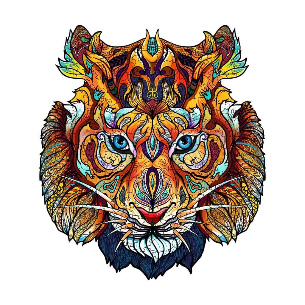 Tiger puzzle on white background