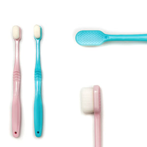 Adults extra soft manual toothbrush pink and blue