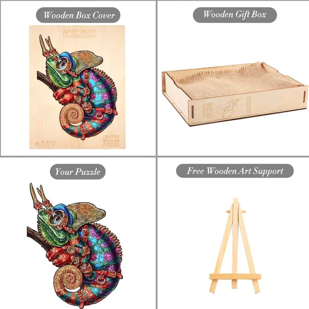 Wooden puzzle for adults chameleon what&#39;s in the box