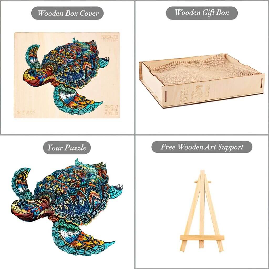 Wooden puzzles Australia turtle package contents