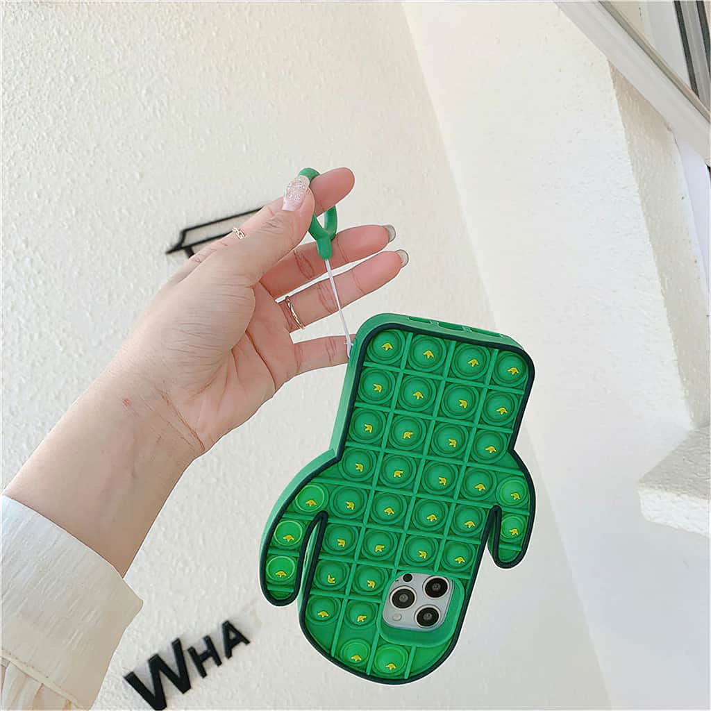 Fidget phone case pop it iPhone cactus green